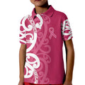 Breast Cancer Awareness Maori Kid Polo Shirt Koru Kowhaiwhai - Aussie Hoodie