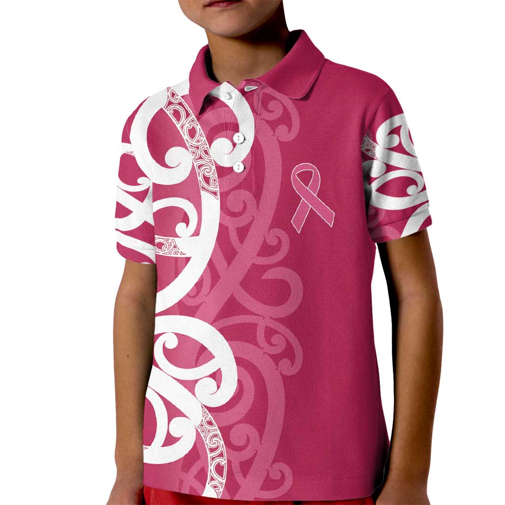 Breast Cancer Awareness Maori Kid Polo Shirt Koru Kowhaiwhai - Aussie Hoodie