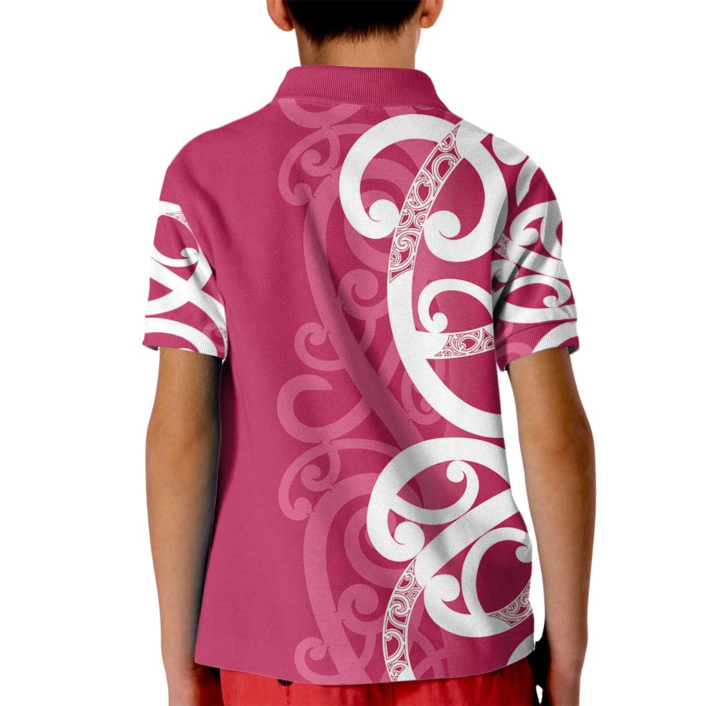 Breast Cancer Awareness Maori Kid Polo Shirt Koru Kowhaiwhai - Aussie Hoodie