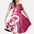 Breast Cancer Awareness Maori Kid Short Sleeve Dress Koru Kowhaiwhai - Aussie Hoodie