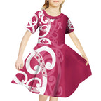 Breast Cancer Awareness Maori Kid Short Sleeve Dress Koru Kowhaiwhai - Aussie Hoodie