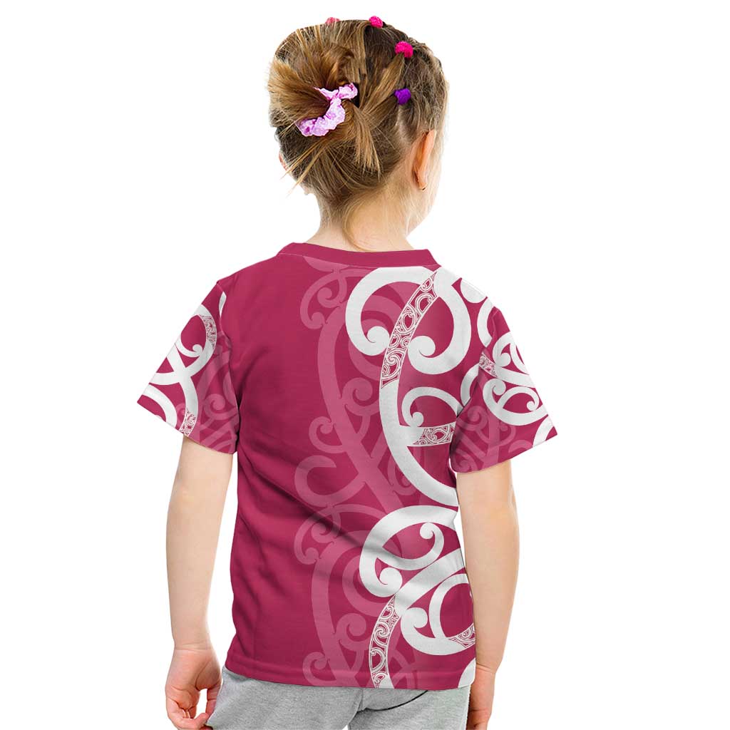 Breast Cancer Awareness Maori Kid T Shirt Koru Kowhaiwhai - Aussie Hoodie