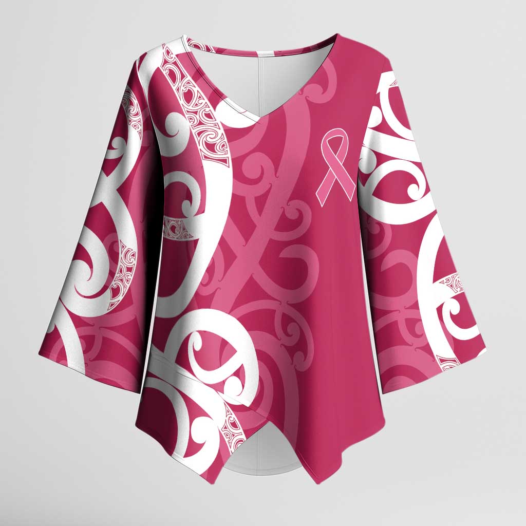 Breast Cancer Awareness Maori Kimono Sleeve Blouse Koru Kowhaiwhai - Aussie Hoodie