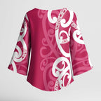 Breast Cancer Awareness Maori Kimono Sleeve Blouse Koru Kowhaiwhai - Aussie Hoodie