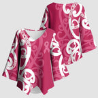 Breast Cancer Awareness Maori Kimono Sleeve Blouse Koru Kowhaiwhai - Aussie Hoodie