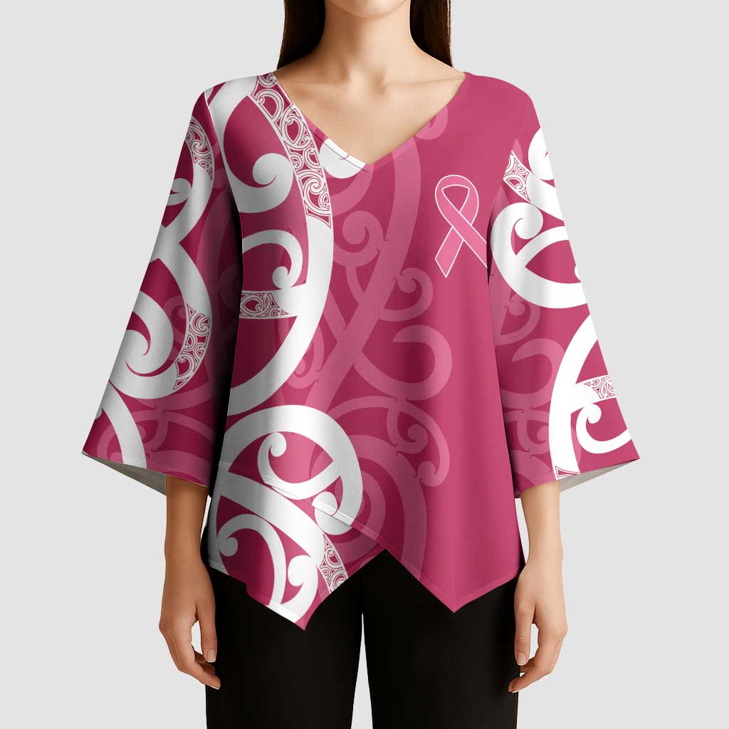 Breast Cancer Awareness Maori Kimono Sleeve Blouse Koru Kowhaiwhai - Aussie Hoodie