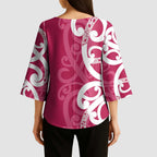 Breast Cancer Awareness Maori Kimono Sleeve Blouse Koru Kowhaiwhai - Aussie Hoodie