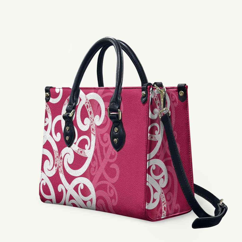 Breast Cancer Awareness Maori Leather Bag Koru Kowhaiwhai - Aussie Hoodie