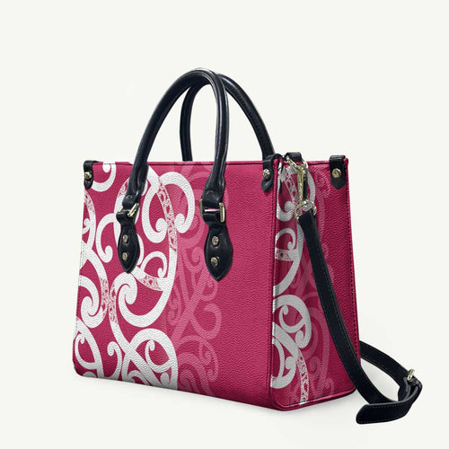 Breast Cancer Awareness Maori Leather Bag Koru Kowhaiwhai - Aussie Hoodie