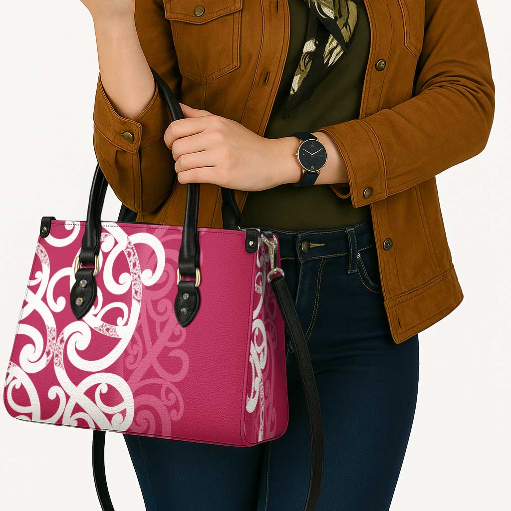 Breast Cancer Awareness Maori Leather Bag Koru Kowhaiwhai - Aussie Hoodie