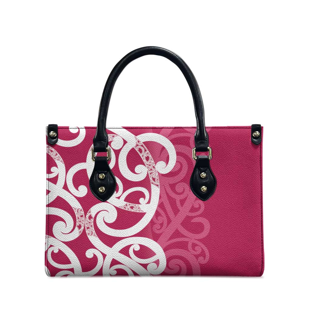 Breast Cancer Awareness Maori Leather Bag Koru Kowhaiwhai - Aussie Hoodie