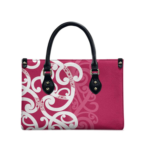 Breast Cancer Awareness Maori Leather Bag Koru Kowhaiwhai - Aussie Hoodie
