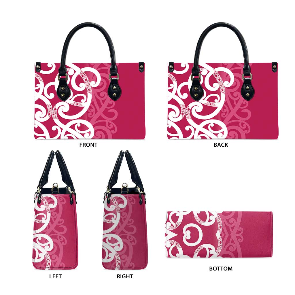 Breast Cancer Awareness Maori Leather Bag Koru Kowhaiwhai - Aussie Hoodie
