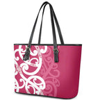 Breast Cancer Awareness Maori Leather Tote Bag Koru Kowhaiwhai - Aussie Hoodie