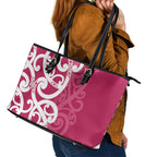 Breast Cancer Awareness Maori Leather Tote Bag Koru Kowhaiwhai - Aussie Hoodie