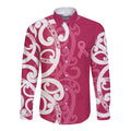 Breast Cancer Awareness Maori Long Sleeve Button Shirt Koru Kowhaiwhai - Aussie Hoodie