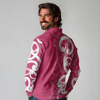 Breast Cancer Awareness Maori Long Sleeve Polo Shirt Koru Kowhaiwhai - Aussie Hoodie