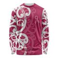 Breast Cancer Awareness Maori Long Sleeve Shirt Koru Kowhaiwhai - Aussie Hoodie