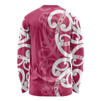 Breast Cancer Awareness Maori Long Sleeve Shirt Koru Kowhaiwhai - Aussie Hoodie