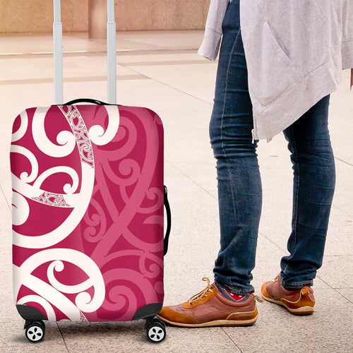 Breast Cancer Awareness Maori Luggage Cover Koru Kowhaiwhai - Aussie Hoodie