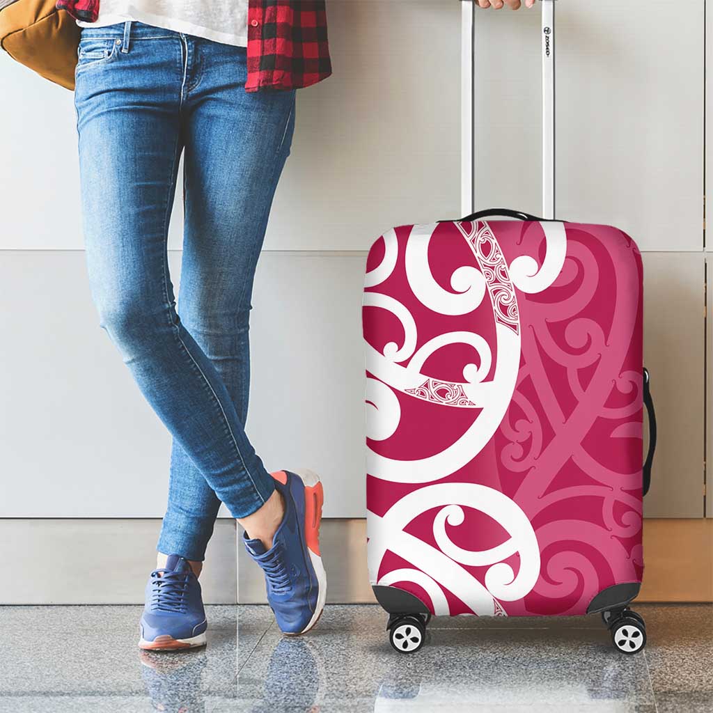 Breast Cancer Awareness Maori Luggage Cover Koru Kowhaiwhai - Aussie Hoodie
