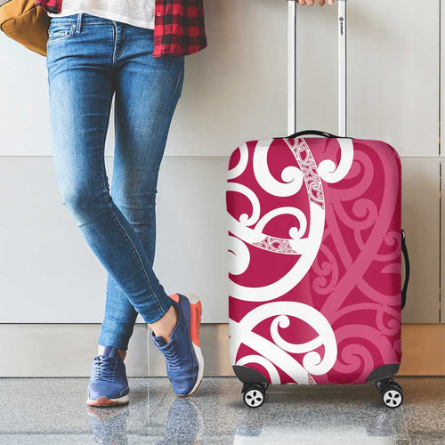 Breast Cancer Awareness Maori Luggage Cover Koru Kowhaiwhai - Aussie Hoodie