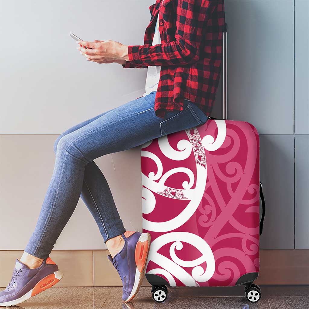 Breast Cancer Awareness Maori Luggage Cover Koru Kowhaiwhai - Aussie Hoodie