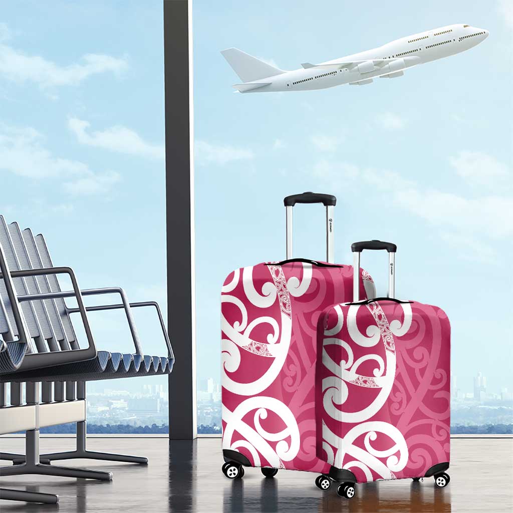 Breast Cancer Awareness Maori Luggage Cover Koru Kowhaiwhai - Aussie Hoodie