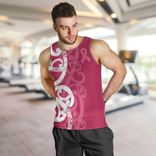 Breast Cancer Awareness Maori Men Tank Top Koru Kowhaiwhai - Aussie Hoodie