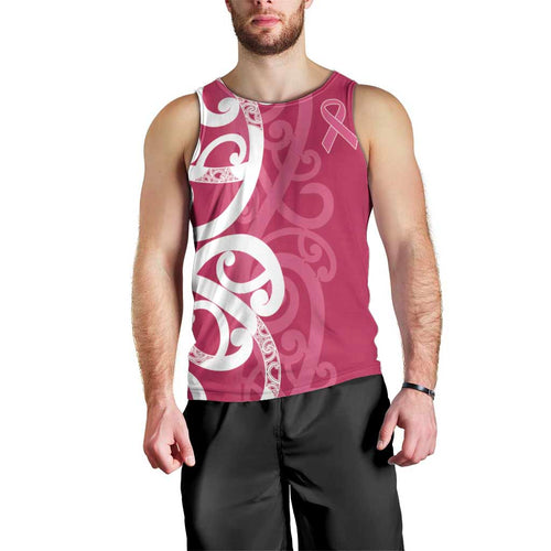 Breast Cancer Awareness Maori Men Tank Top Koru Kowhaiwhai - Aussie Hoodie