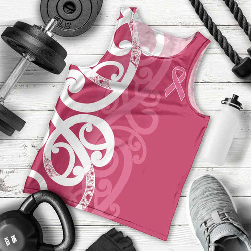 Breast Cancer Awareness Maori Men Tank Top Koru Kowhaiwhai - Aussie Hoodie