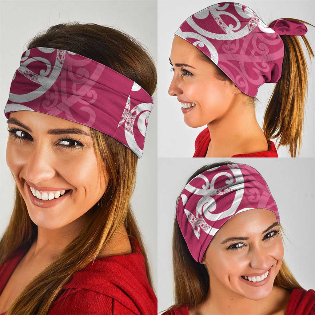 Breast Cancer Awareness Maori Neck Gaiter Koru Kowhaiwhai - Aussie Hoodie