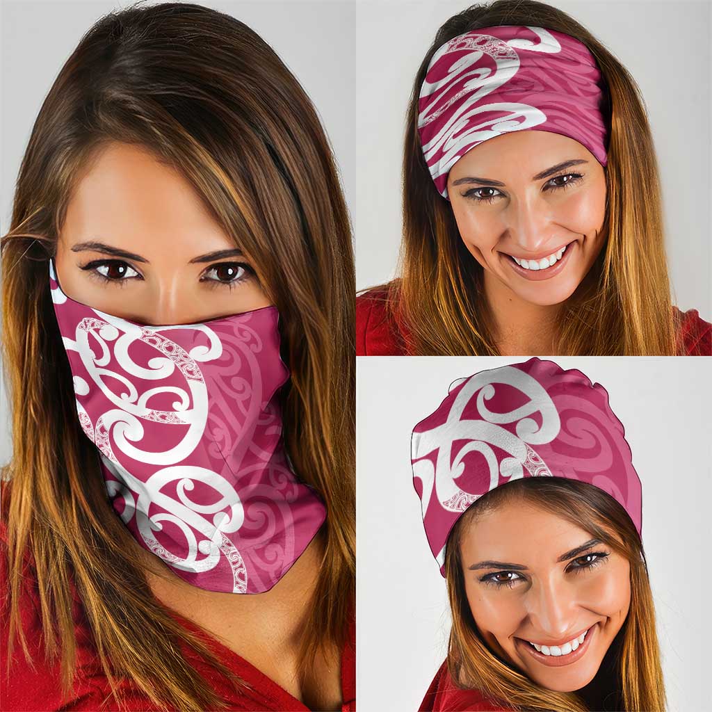 Breast Cancer Awareness Maori Neck Gaiter Koru Kowhaiwhai - Aussie Hoodie
