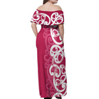 Breast Cancer Awareness Maori Off Shoulder Maxi Dress Koru Kowhaiwhai - Aussie Hoodie