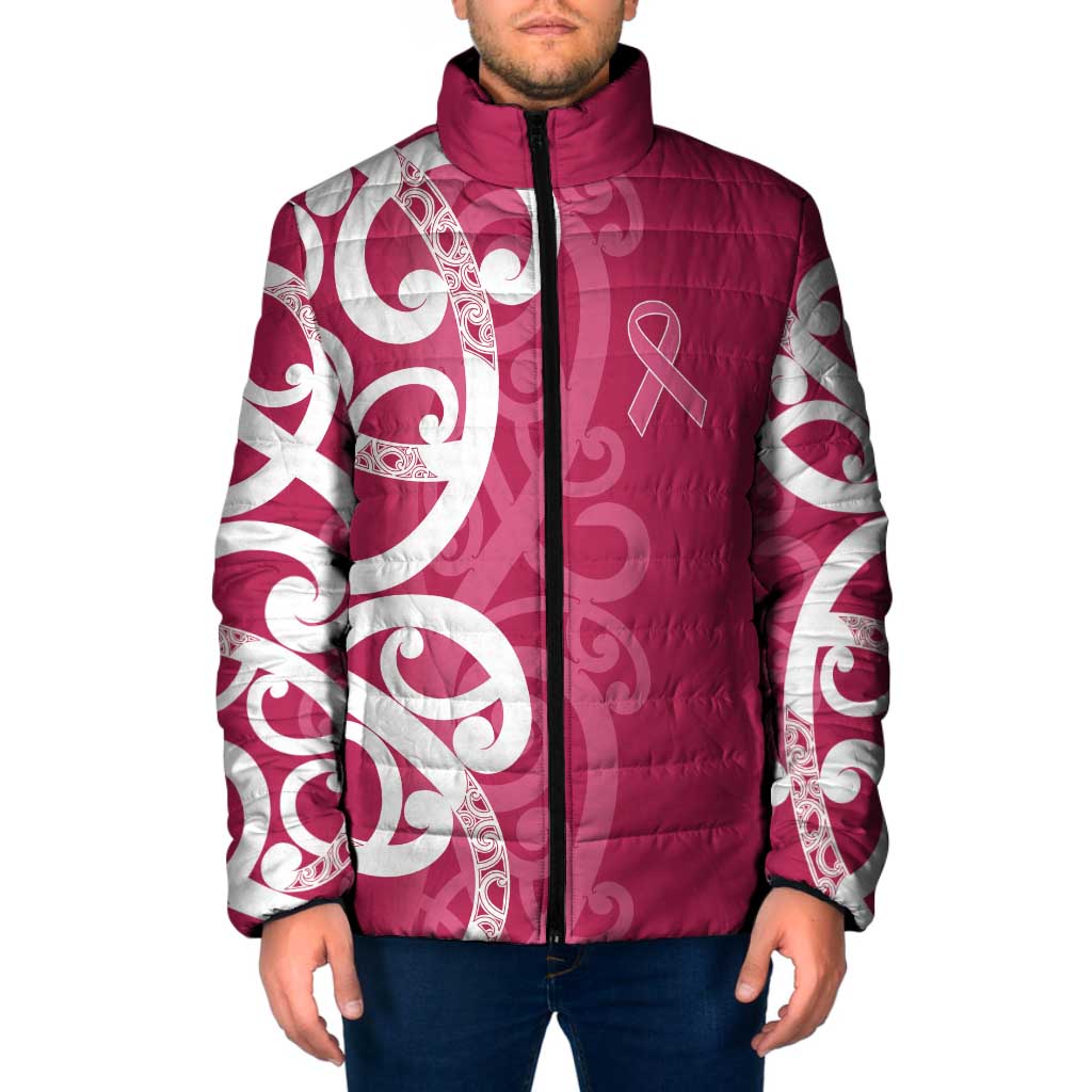 Breast Cancer Awareness Maori Padded Jacket Koru Kowhaiwhai - Aussie Hoodie