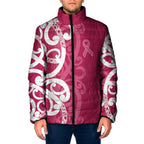 Breast Cancer Awareness Maori Padded Jacket Koru Kowhaiwhai - Aussie Hoodie