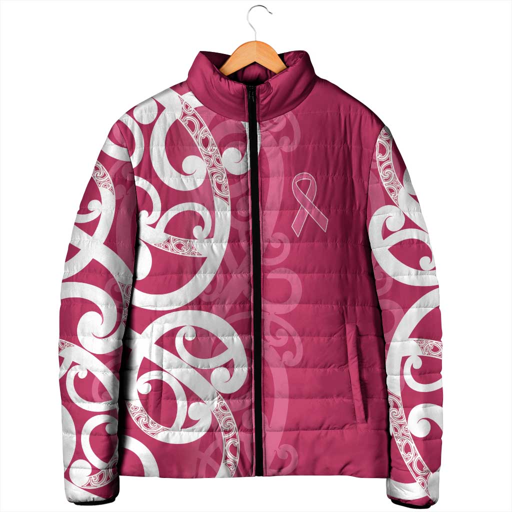 Breast Cancer Awareness Maori Padded Jacket Koru Kowhaiwhai - Aussie Hoodie