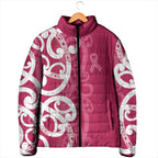 Breast Cancer Awareness Maori Padded Jacket Koru Kowhaiwhai - Aussie Hoodie