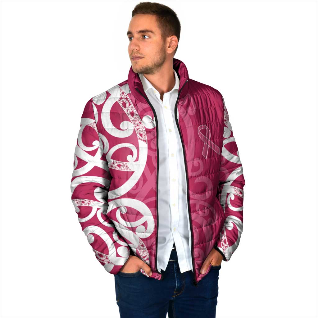 Breast Cancer Awareness Maori Padded Jacket Koru Kowhaiwhai - Aussie Hoodie