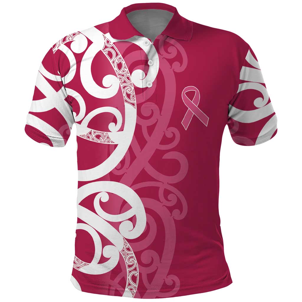 Breast Cancer Awareness Maori Polo Shirt Koru Kowhaiwhai - Aussie Hoodie