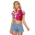 Breast Cancer Awareness Maori Raglan Cropped T Shirt Koru Kowhaiwhai - Aussie Hoodie
