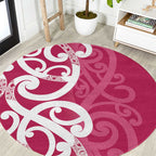 Breast Cancer Awareness Maori Round Carpet Koru Kowhaiwhai - Aussie Hoodie