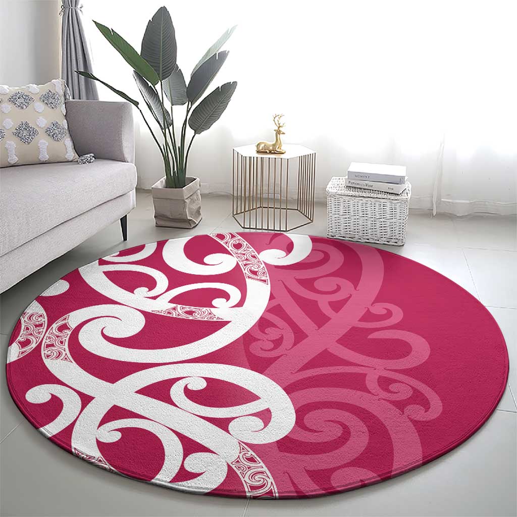 Breast Cancer Awareness Maori Round Carpet Koru Kowhaiwhai - Aussie Hoodie