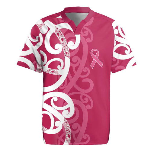 Breast Cancer Awareness Maori Rugby Jersey Koru Kowhaiwhai - Aussie Hoodie