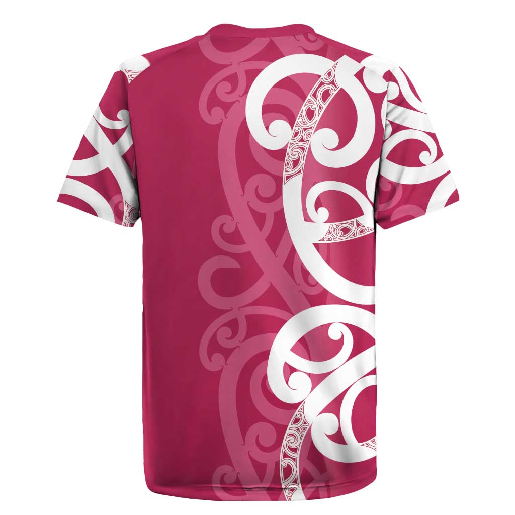 Breast Cancer Awareness Maori Rugby Jersey Koru Kowhaiwhai - Aussie Hoodie