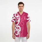 Breast Cancer Awareness Maori Scrub Top Koru Kowhaiwhai - Aussie Hoodie