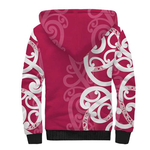 Breast Cancer Awareness Maori Sherpa Hoodie Koru Kowhaiwhai - Aussie Hoodie