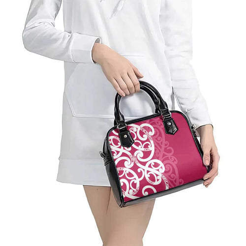 Breast Cancer Awareness Maori Shoulder Handbag Koru Kowhaiwhai - Aussie Hoodie