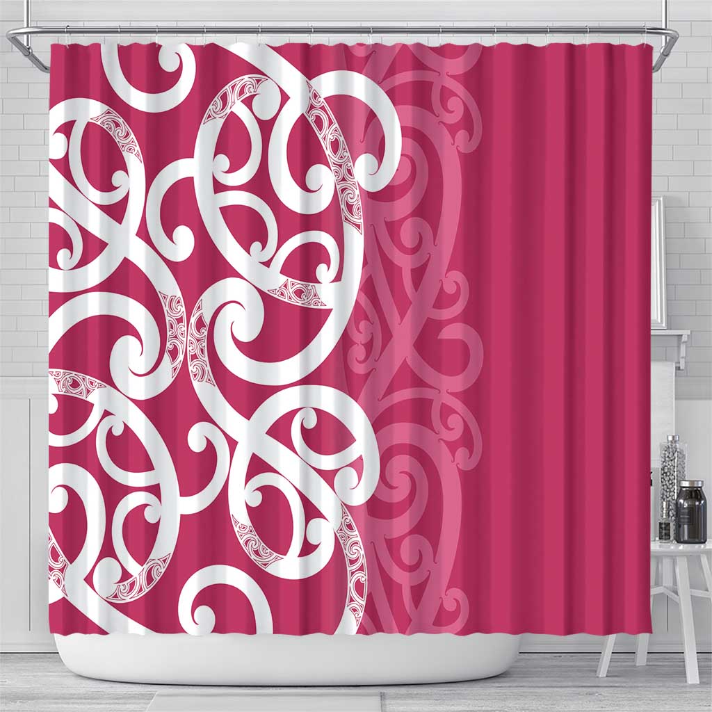 Breast Cancer Awareness Maori Shower Curtain Koru Kowhaiwhai - Aussie Hoodie