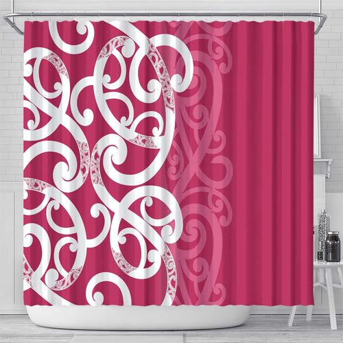 Breast Cancer Awareness Maori Shower Curtain Koru Kowhaiwhai - Aussie Hoodie
